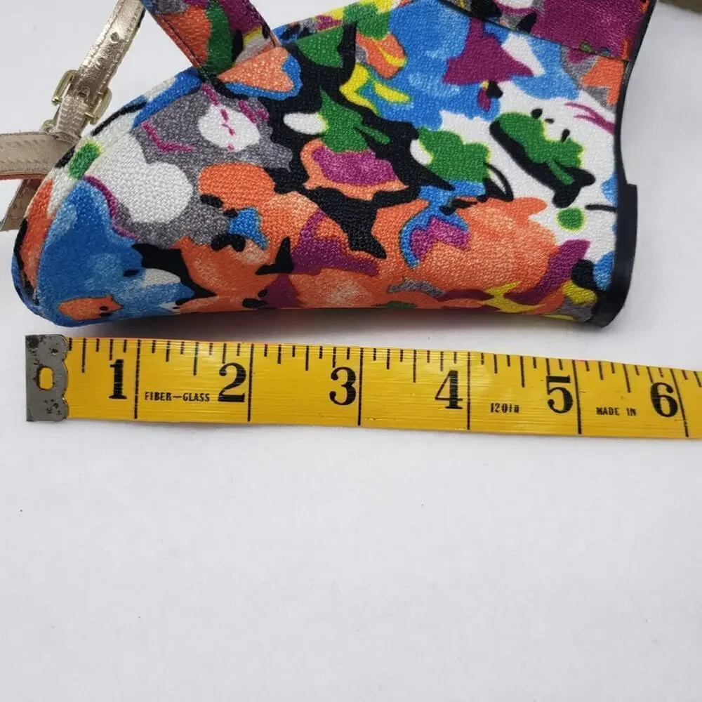 Madden Girl Evonne Mary Jane Watercolor Floral Sandal Wedge Heels 8.5